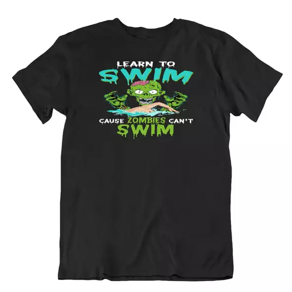 Zombies Swim Tshirt Pun Joke T-Shirt Frik Design Tee  חולצות וסריגים  COLOR, pay with point, shipping, size, מצב המוצר